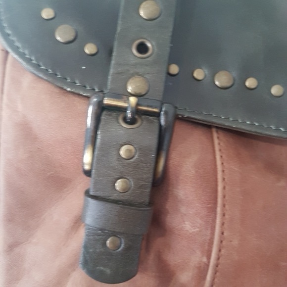 Joanel Y2K Leather and Suede Studded Shoulder Tote  Hand Bag - Picture 4 of 11